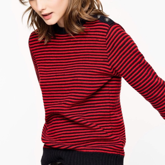NWT Zadig Voltaire Jade Striped Wool Red Sweater - Picture 2 of 5
